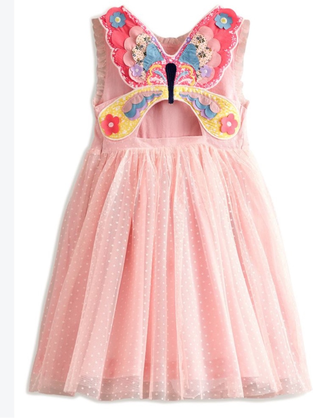 Mini Boden pink tulle patchwork butterfly dress 7/8